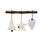 Hjerte, stjerne og juletræ ophæng hvid polstret fra Lübec Living OOhh - Tinashjem